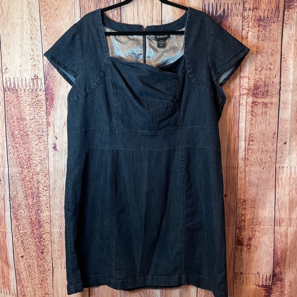 Lane Bryant Denim Jean Cap Sleeve Square Sweetheart Neck Dress Size 22